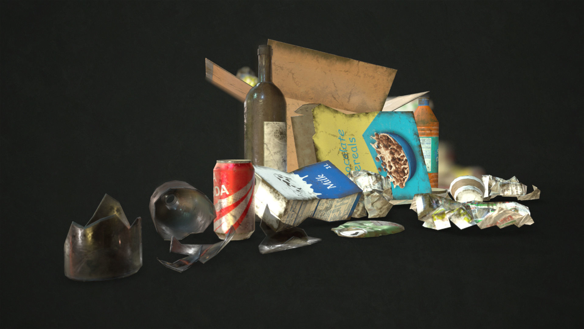 Urban Trash Low-poly 3D model_4