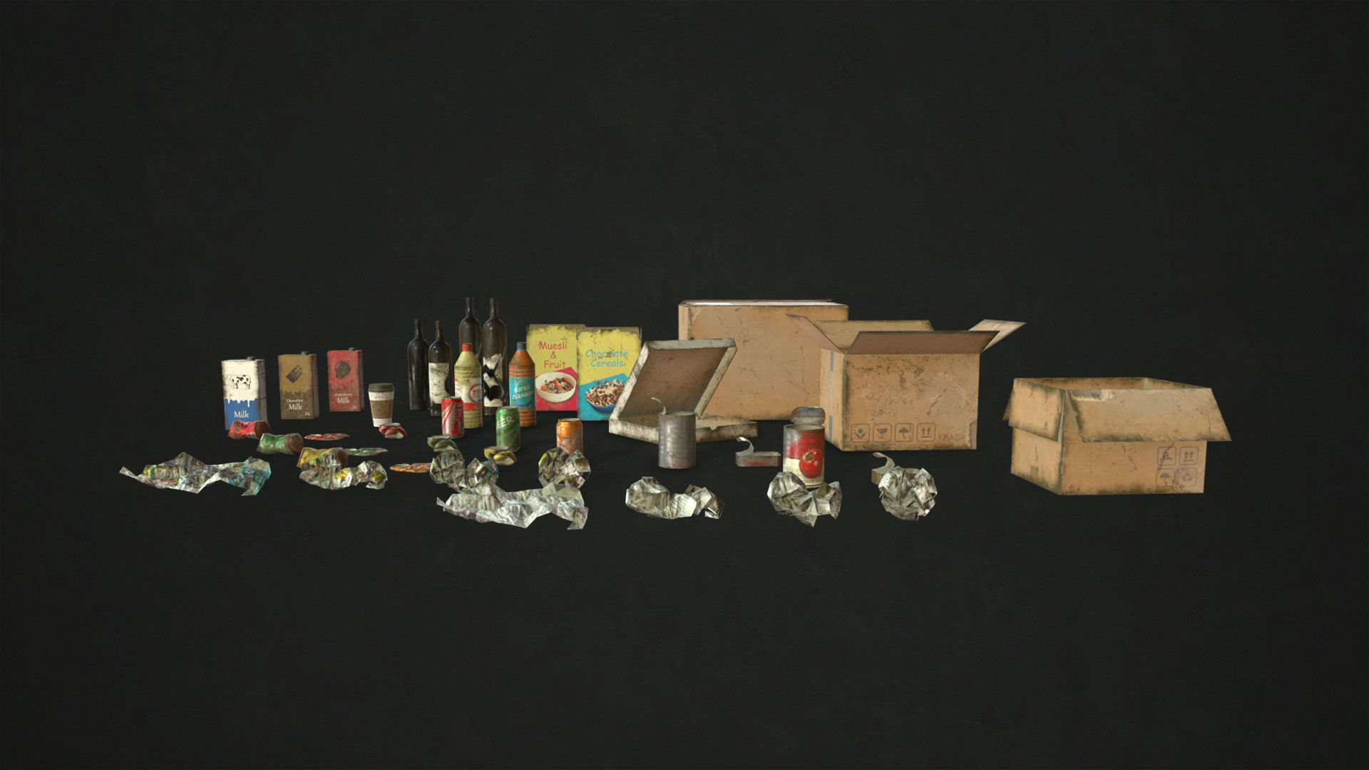 Urban Trash Low-poly 3D model_11