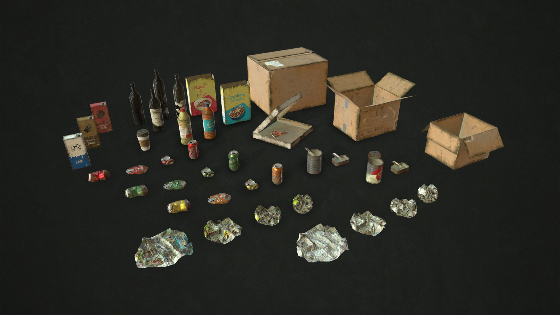Urban Trash Low-poly 3D model_9