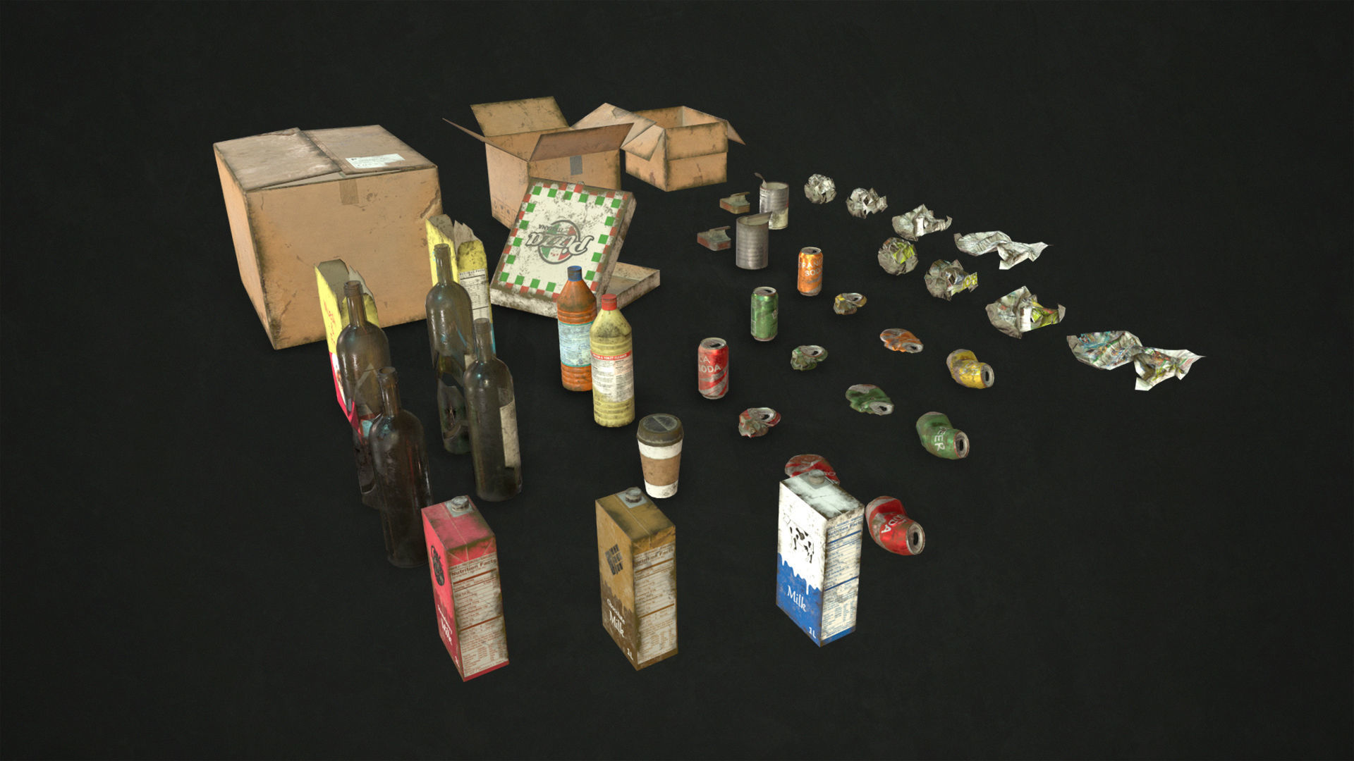 Urban Trash Low-poly 3D model_13