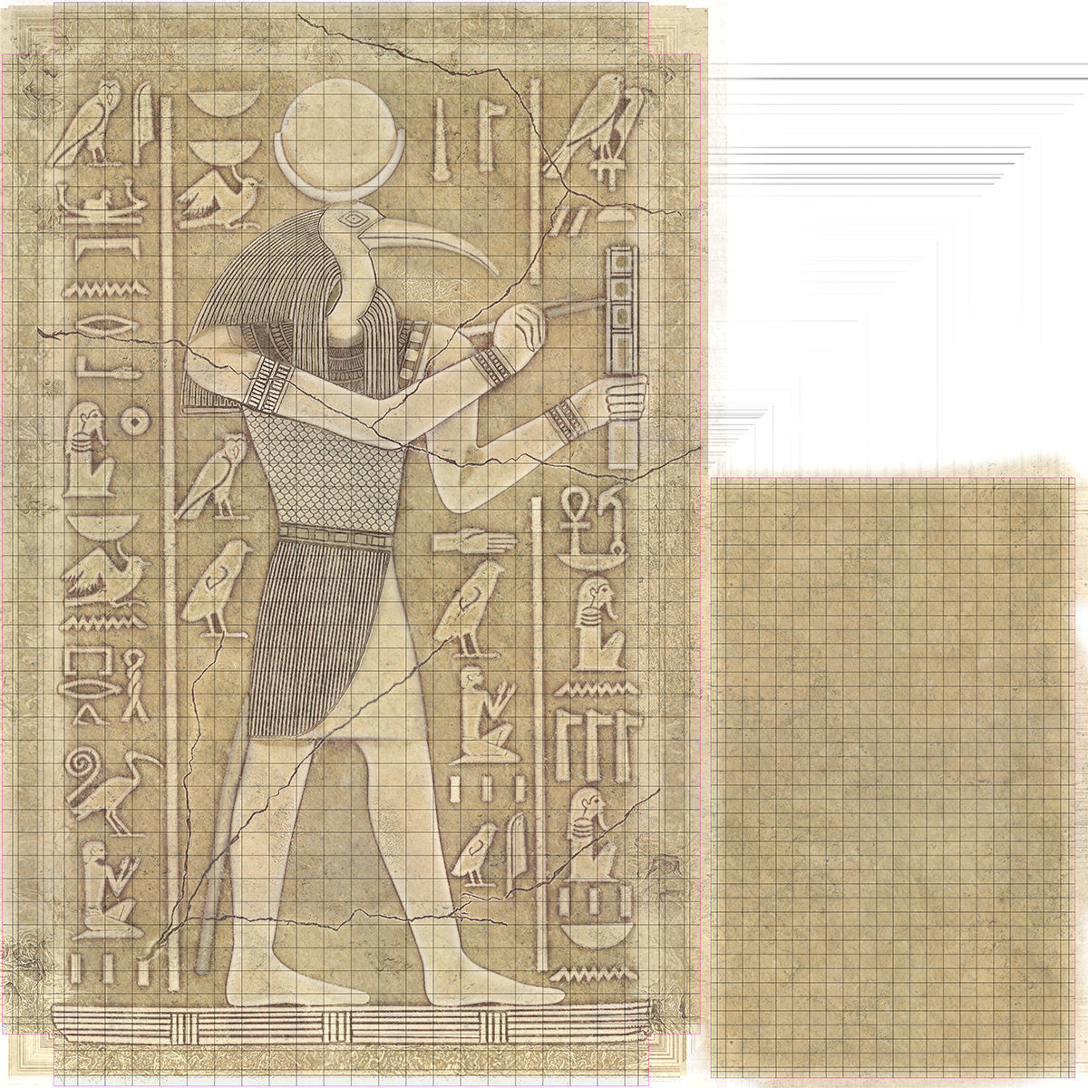 Thoth egyptian statue stretched canvas Low-poly 3D model_12