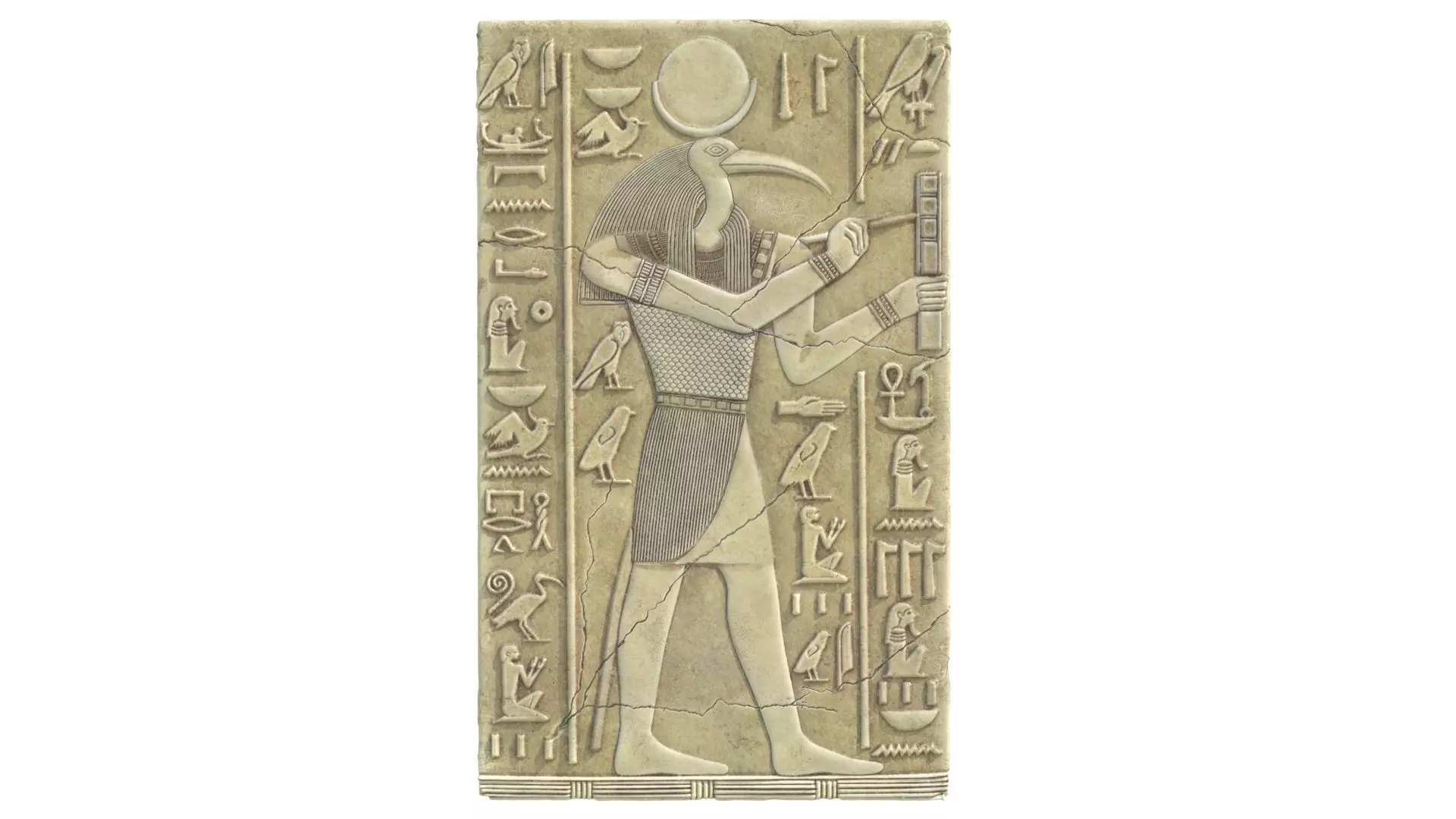 Thoth egyptian statue stretched canvas Low-poly 3D model_0