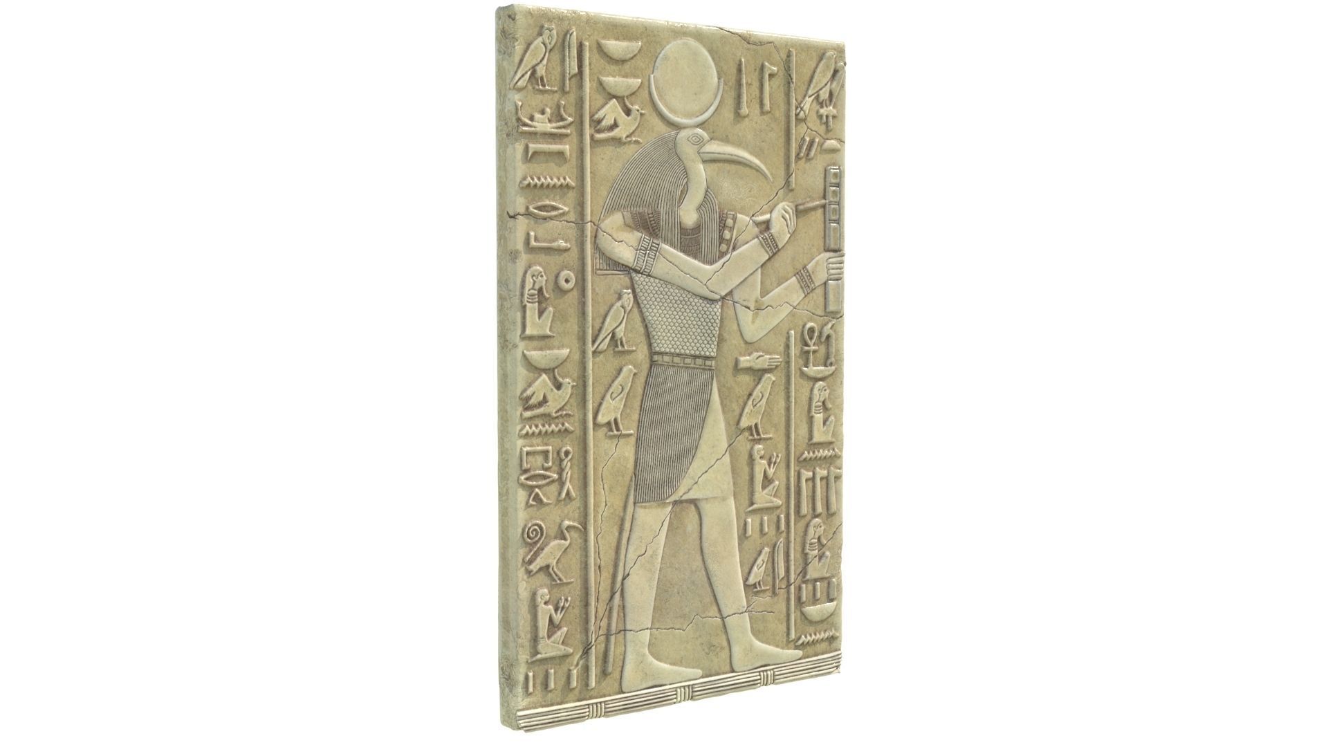 Thoth egyptian statue stretched canvas Low-poly 3D model_2