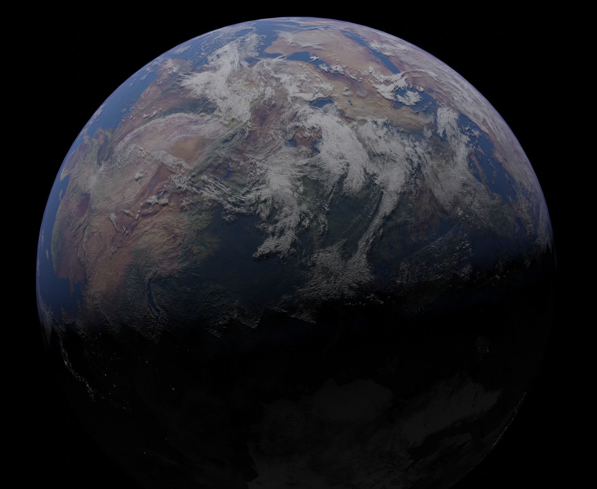 Earth 3D model from space Low-poly 3D model_6
