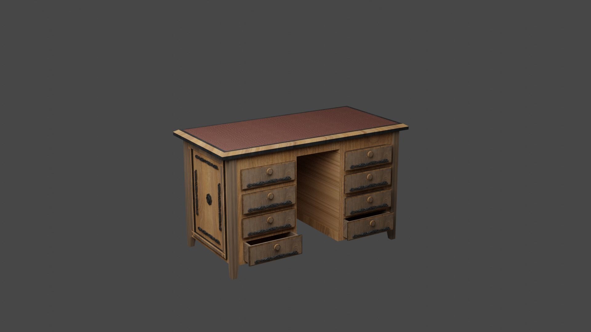table wooden cabinet 3D model_1