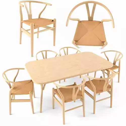 Wooden Table Chair Ch24 rope