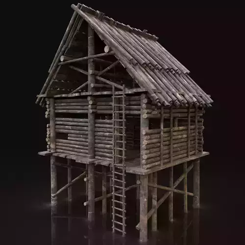 NEXT GEN AAA Forest Wooden Watchtower House Scouttower Log Cabin Free low-poly 3D model