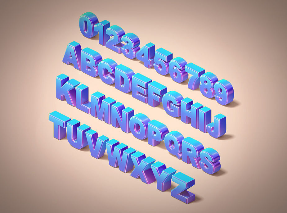 Alphabet - Letters and number 3D model_8