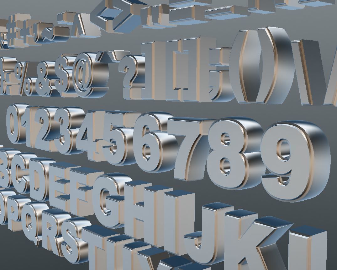 Alphabet - Letters and number 3D model_4