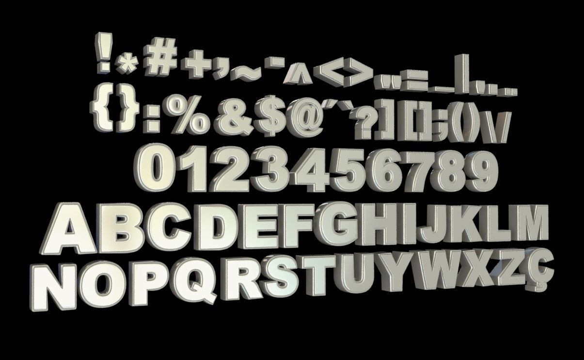 Alphabet - Letters and number 3D model_5