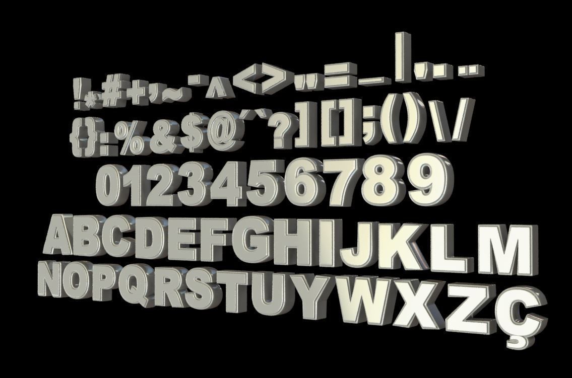 Alphabet - Letters and number 3D model_6