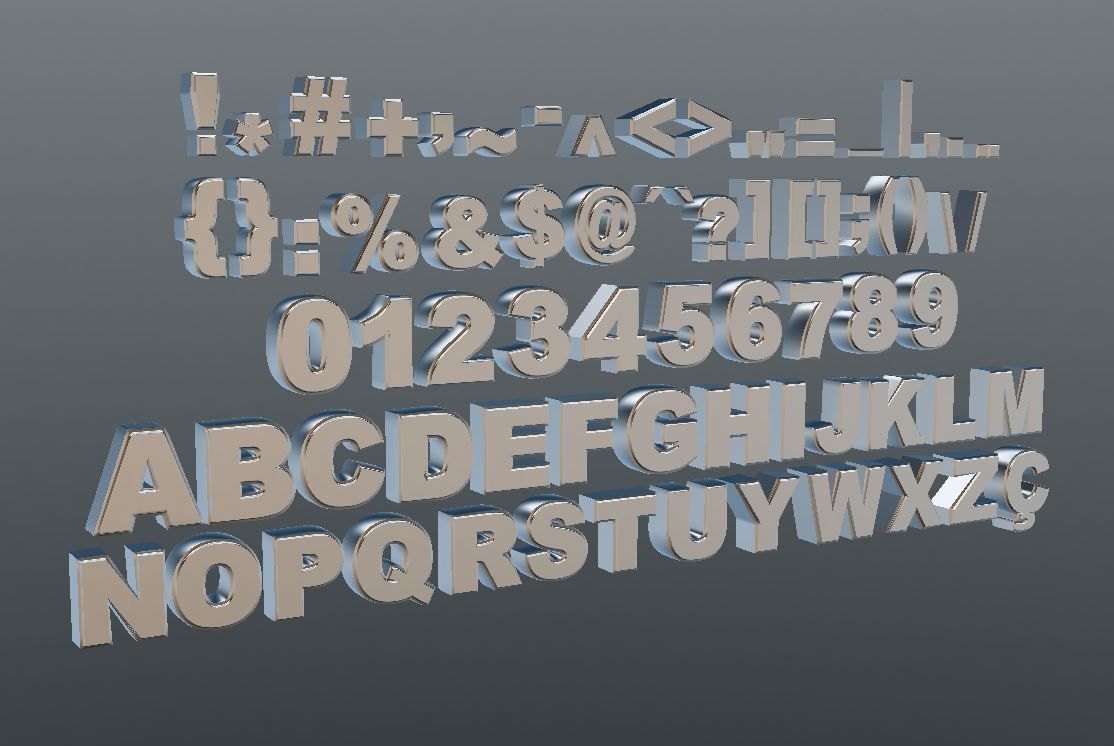Alphabet - Letters and number 3D model_2