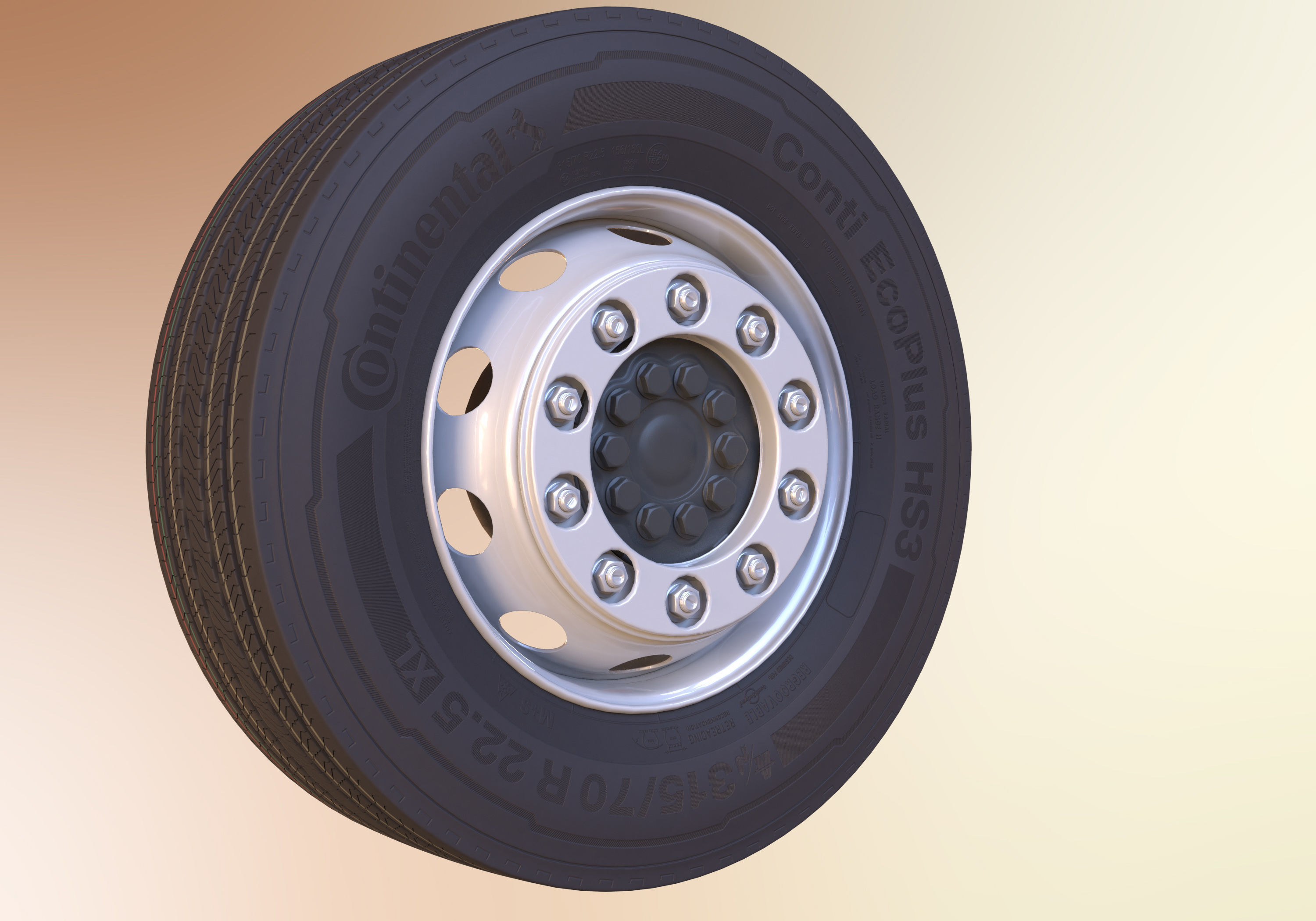 Truck Wheel 3D model_3