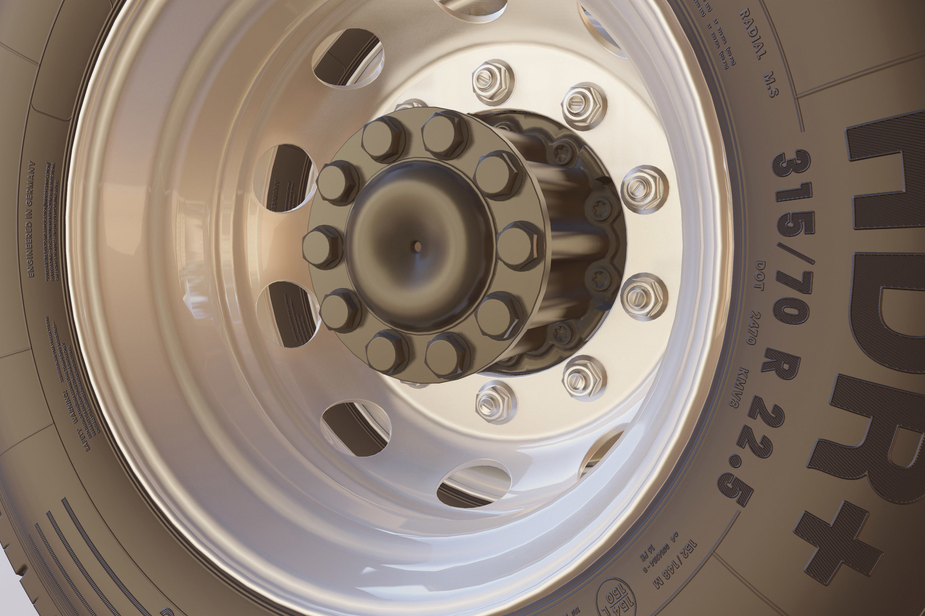 Truck Wheel 3D model_2