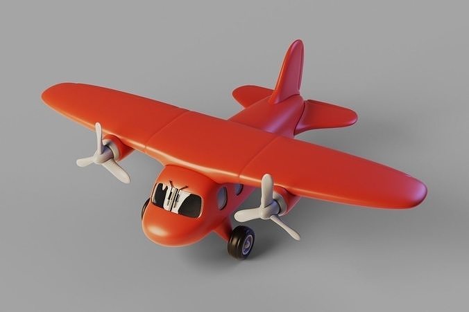 Plane toy airplane with propellers Low-poly 3D model