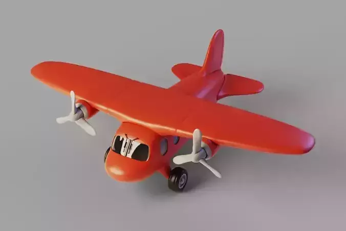 Plane toy airplane with propellers Low-poly 3D model