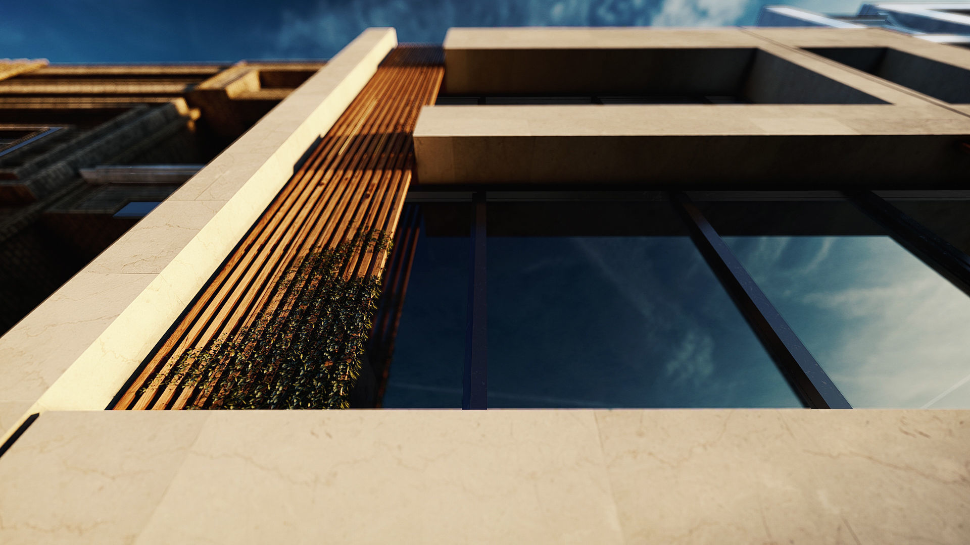 Modern residential complex facade 3D model_2