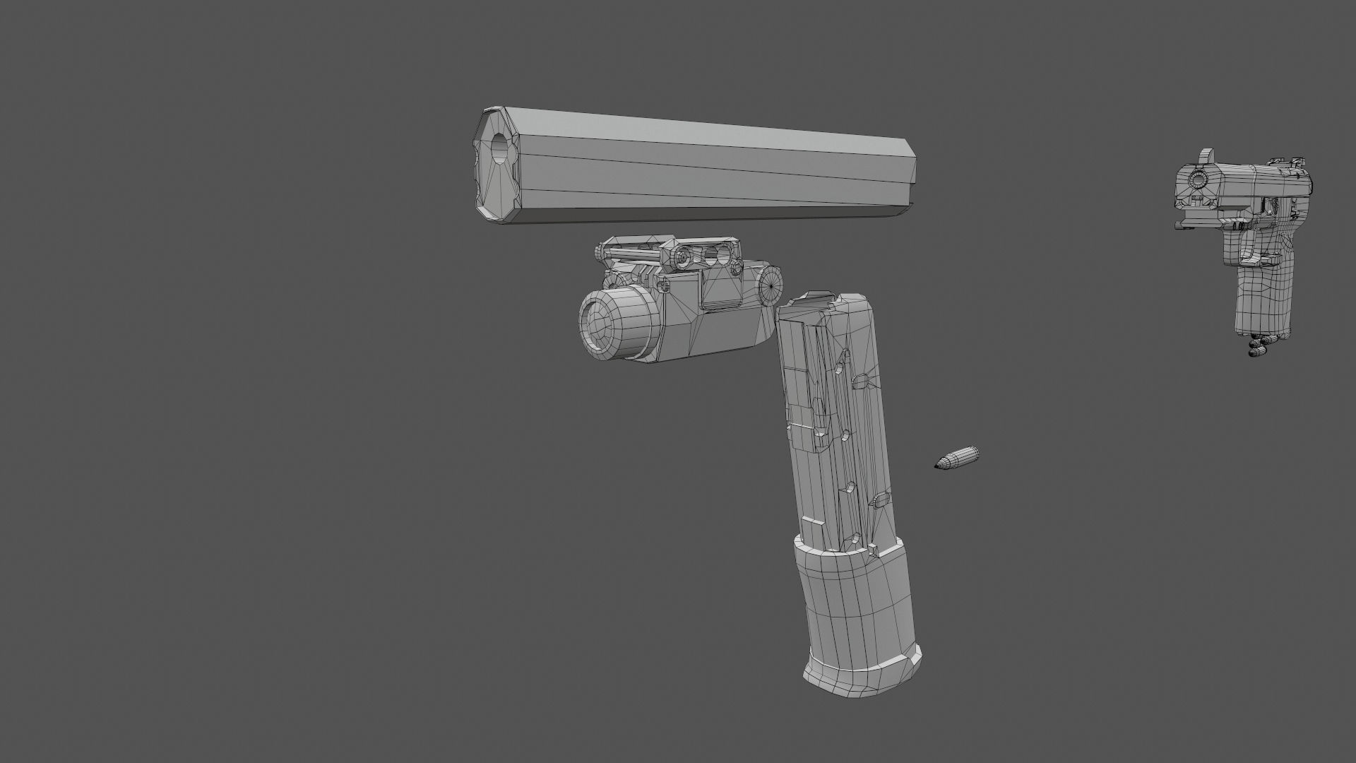 FN Five-seveN gun Low-poly 3D model_17