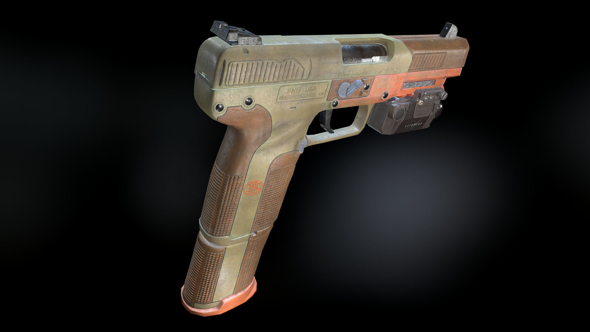 FN Five-seveN gun Low-poly 3D model_10