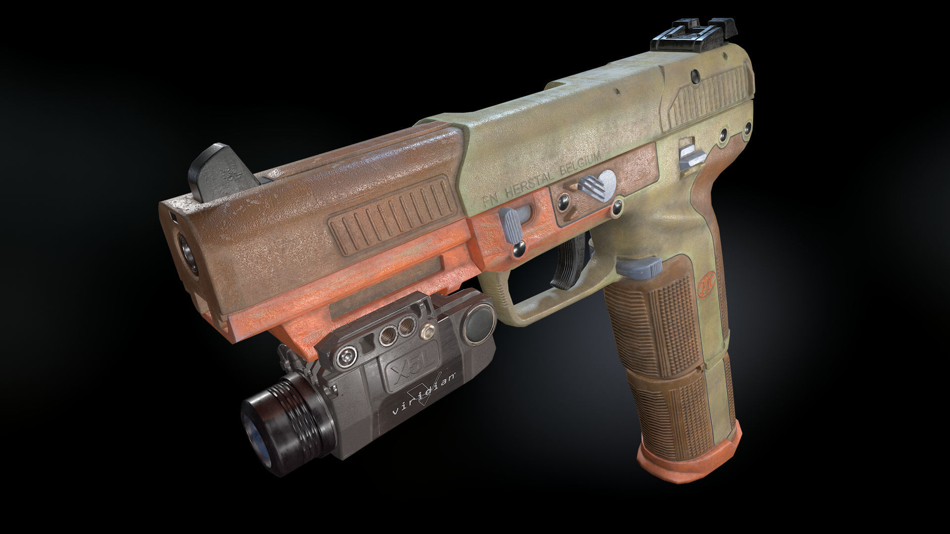 FN Five-seveN gun Low-poly 3D model_11