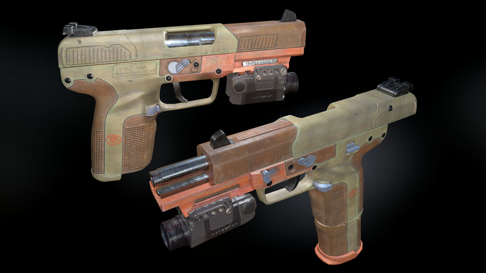 FN Five-seveN gun Low-poly 3D model_9