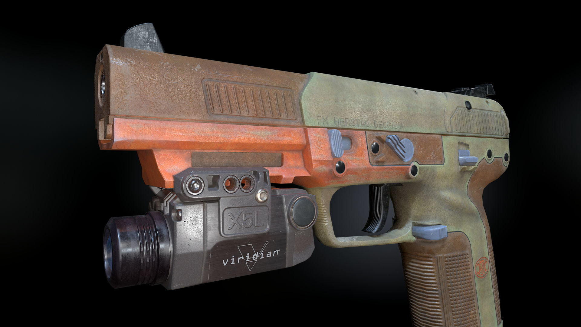 FN Five-seveN gun Low-poly 3D model_6