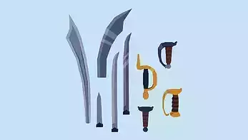 Flat Shaded Low Poly Swords