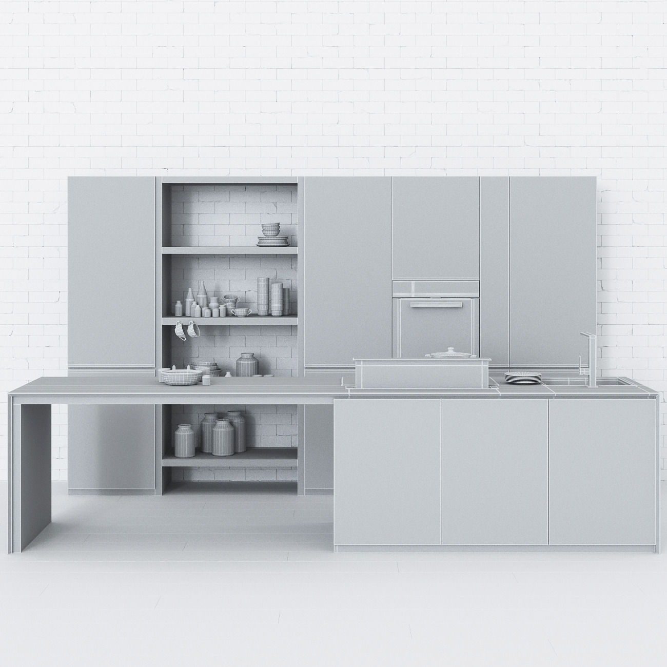 Kitchen modern design 3D model_2