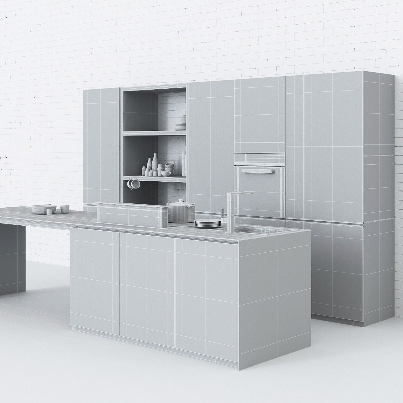 Kitchen modern design 3D model_4