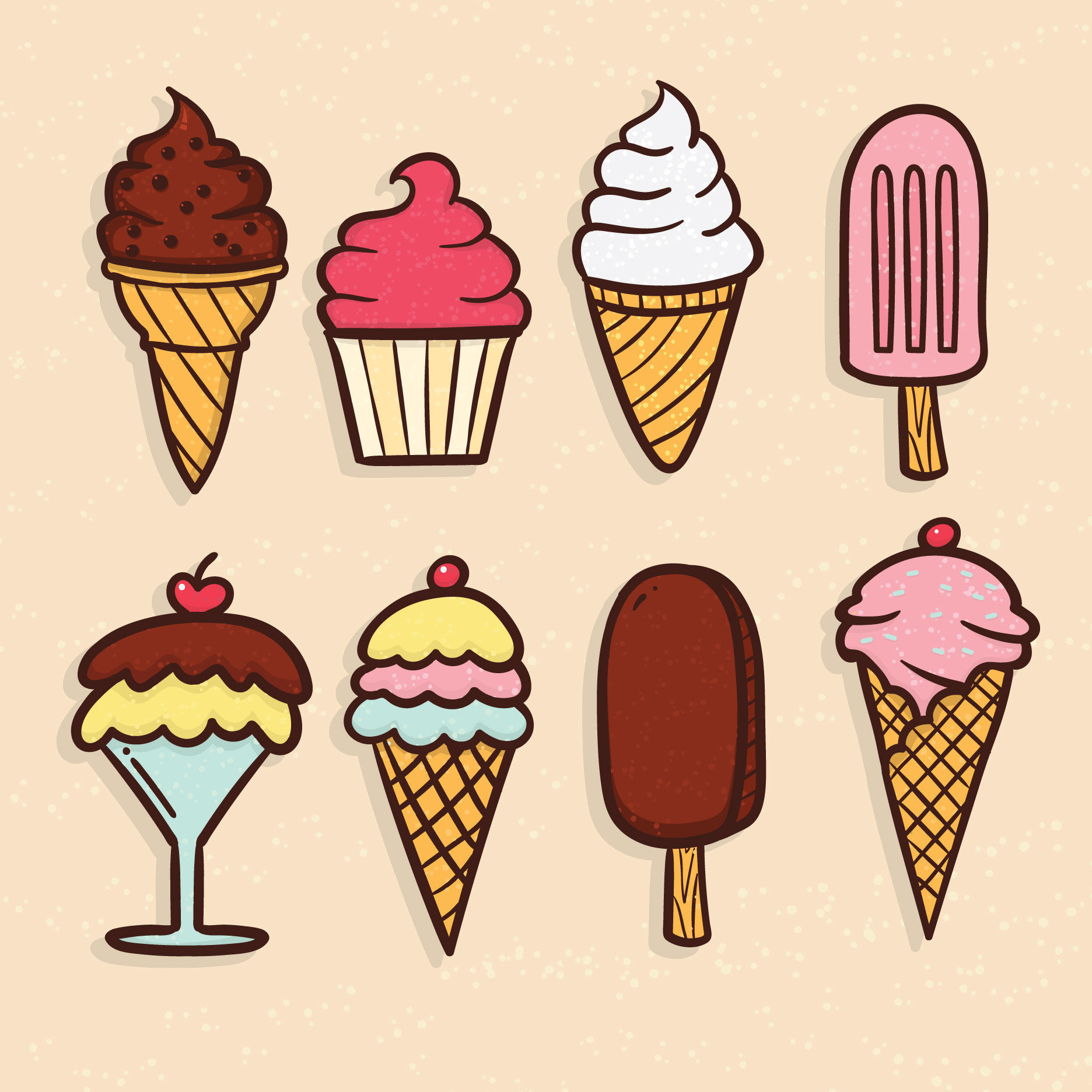  icecream cookie cutter  set of 8 3D print model_1