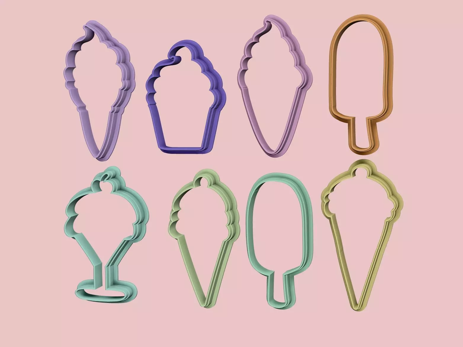  icecream cookie cutter  set of 8 3D print model_0