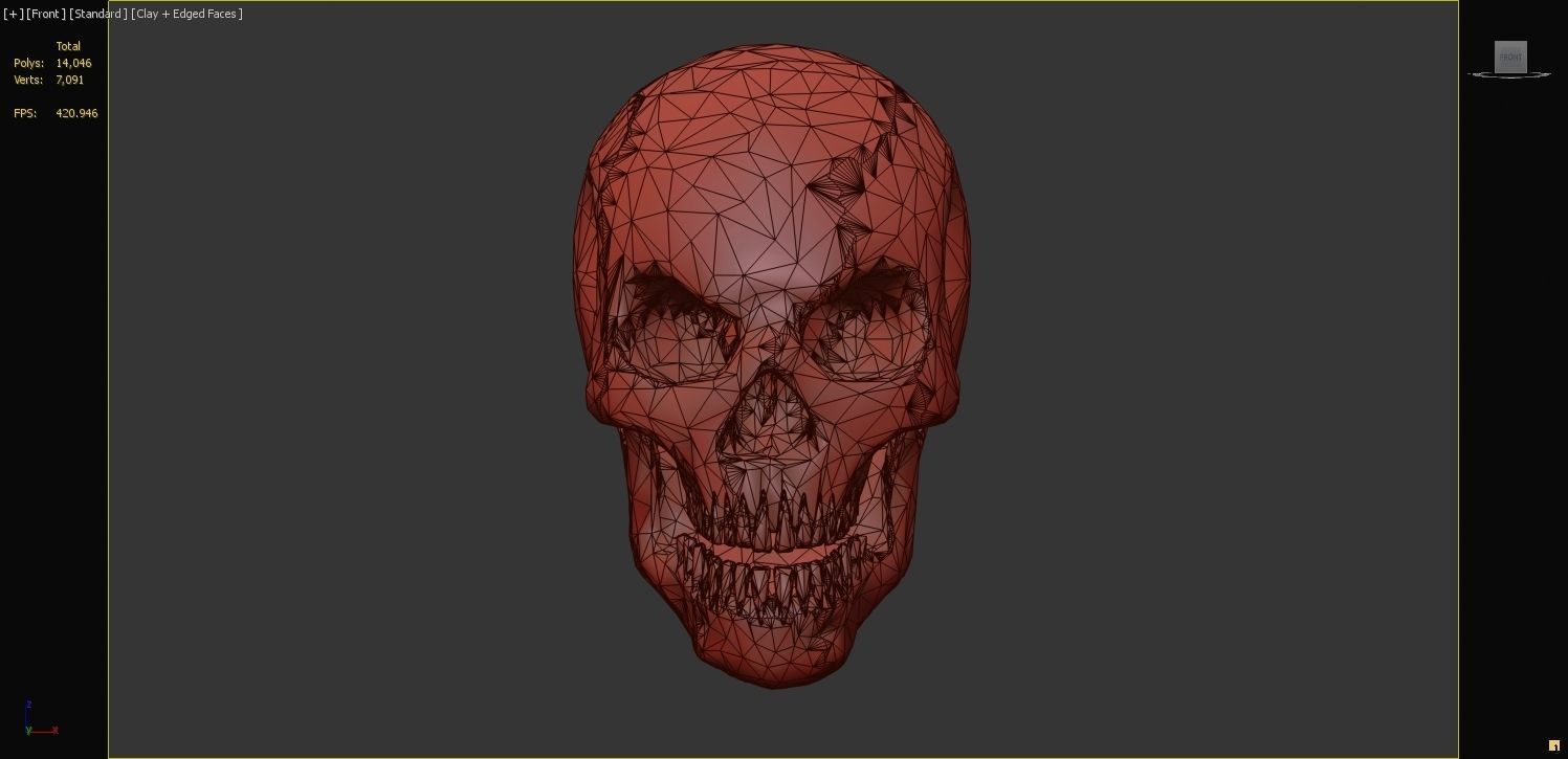 Stylized Human Skull - Highpoly and Lowpoly Low-poly 3D model_7