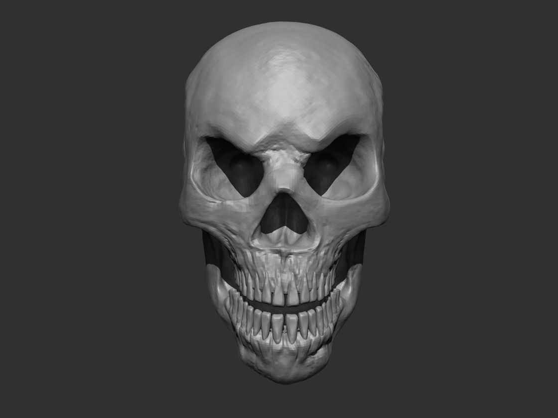 Stylized Human Skull - Highpoly and Lowpoly Low-poly 3D model_14