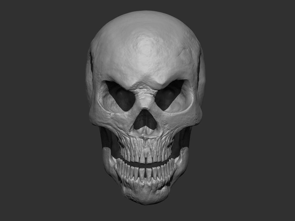 Stylized Human Skull - Highpoly and Lowpoly Low-poly 3D model_8