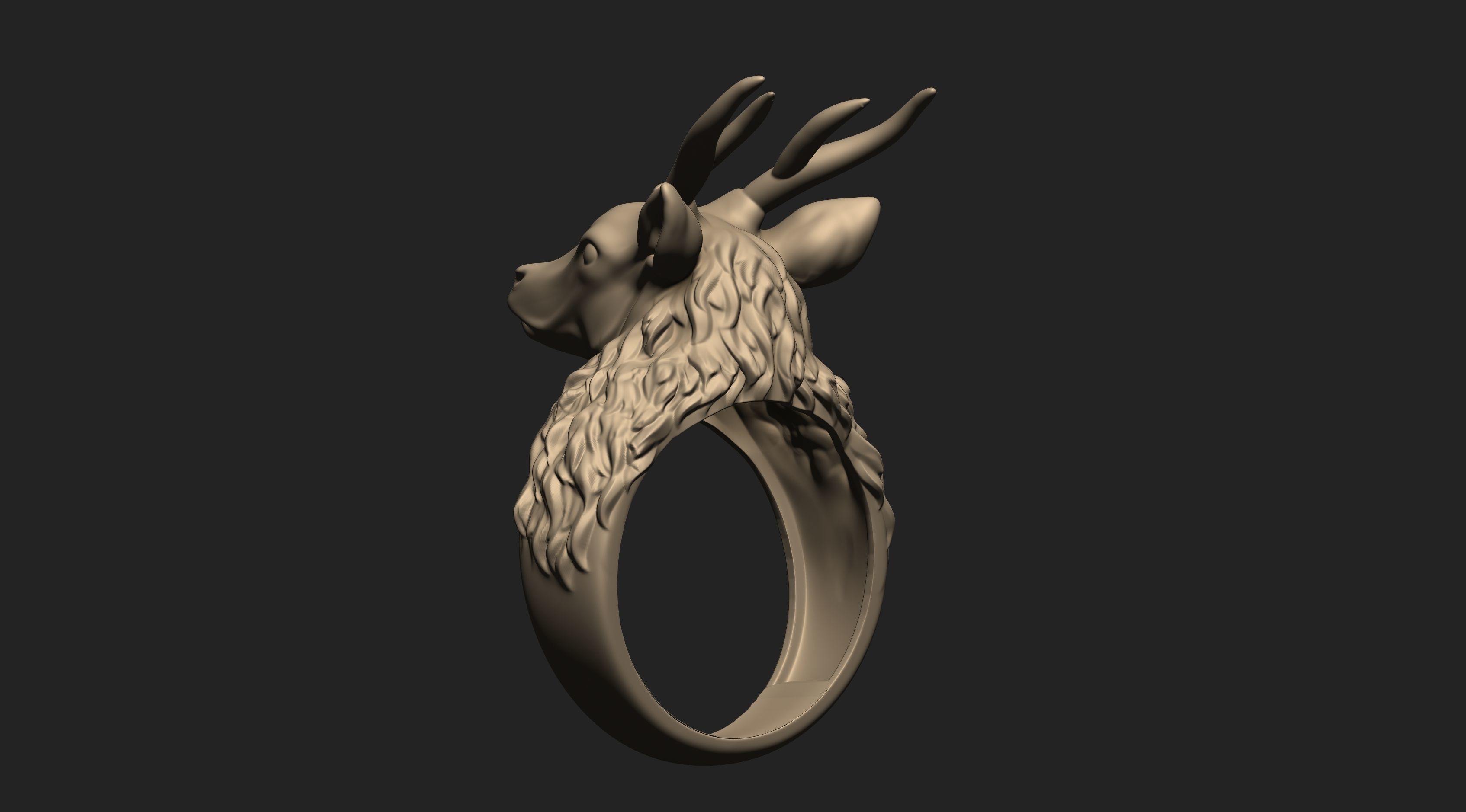 Deer Ring  3D print model_3