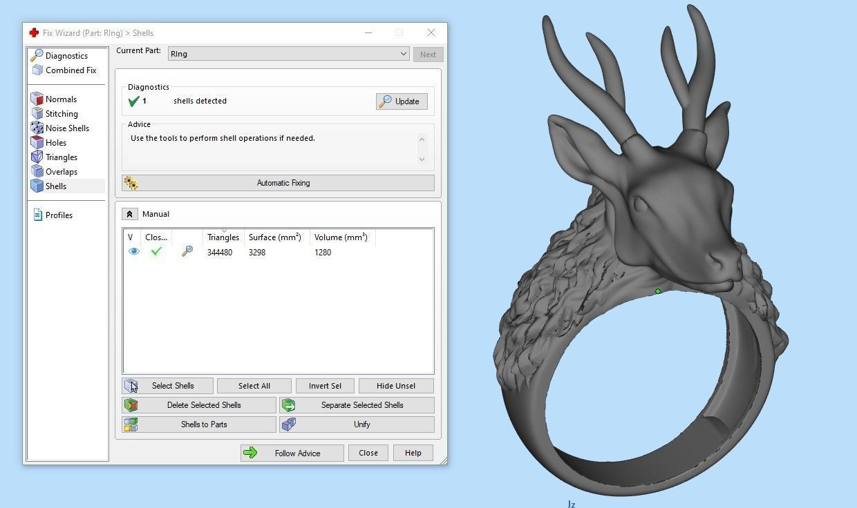 Deer Ring  3D print model_7