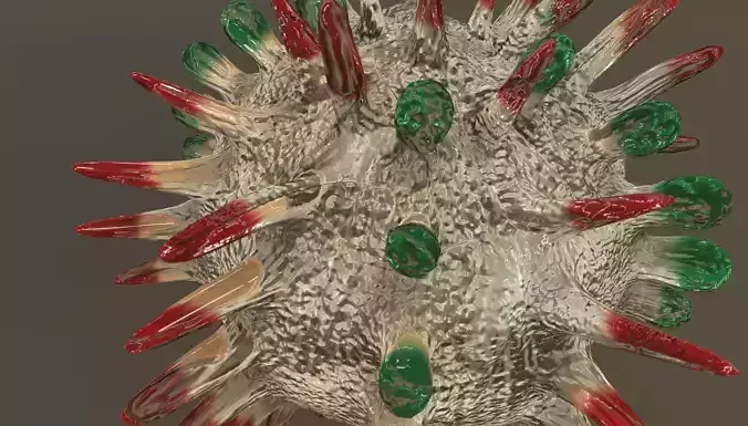 COVID-2019 3d model low poly coronavirus with spikes Low-poly 3D model