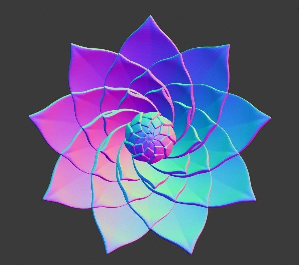 Lotus spiral  3D print model_1