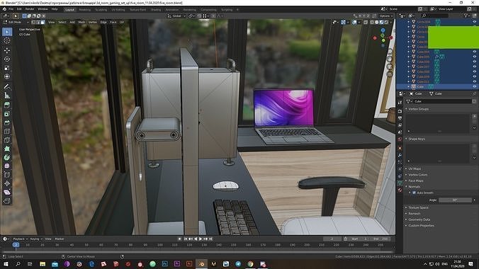 Low-poly Cool 3D gaming set-up Low-poly 3D model 7