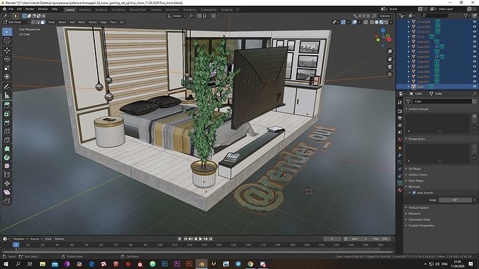 Low-poly Cool 3D gaming set-up Low-poly 3D model 6