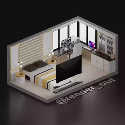 Low-poly Cool 3D gaming set-up