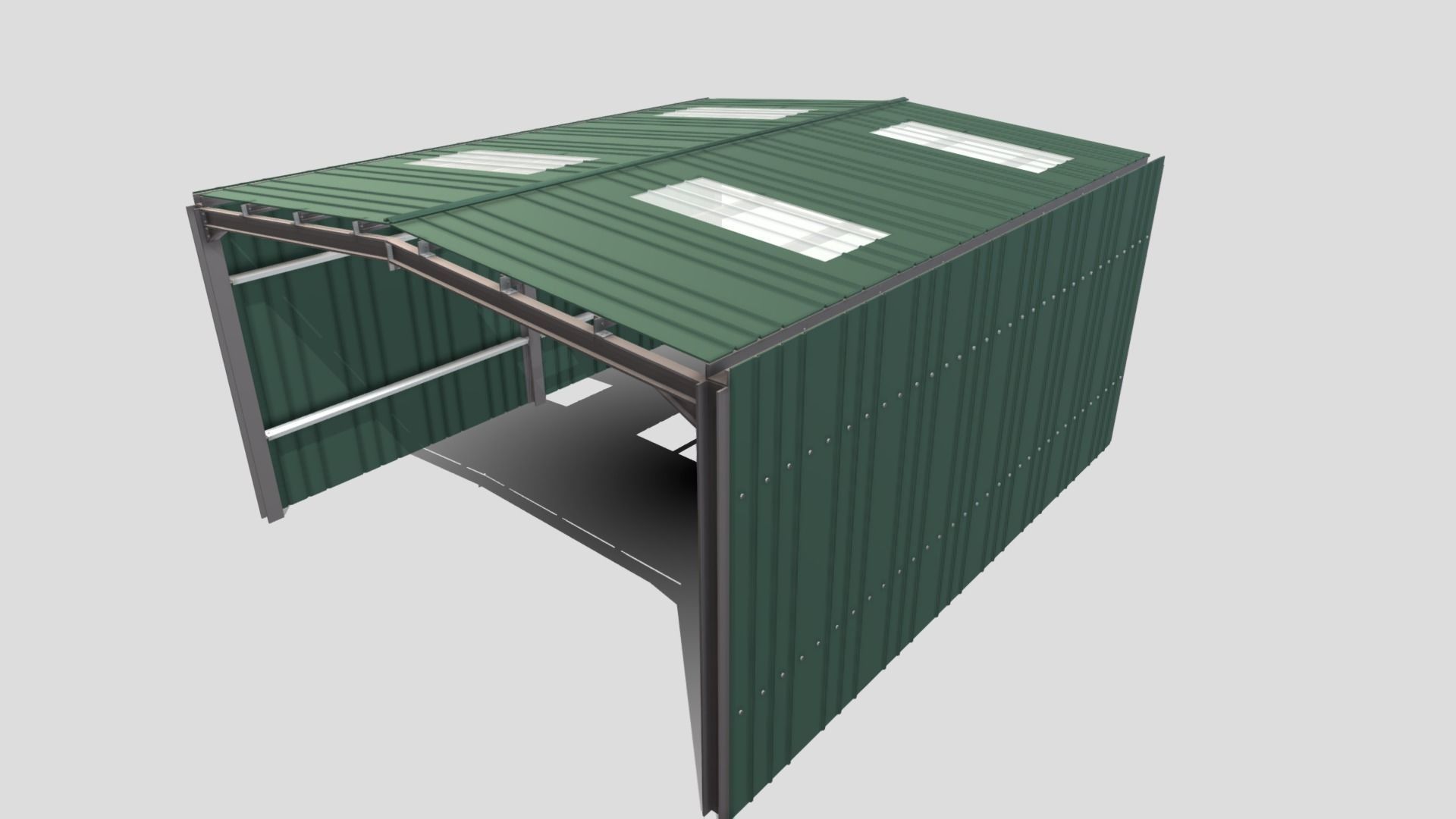 Warehouse Hanger Low-poly 3D model_4