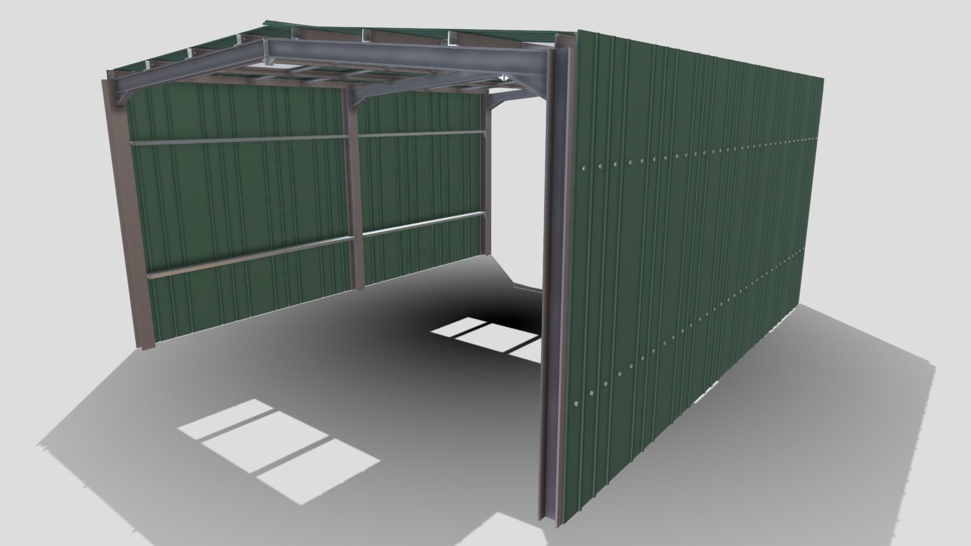 Warehouse Hanger Low-poly 3D model_1