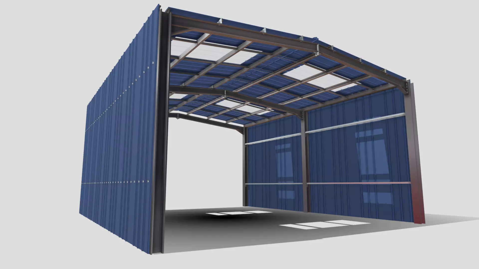 Warehouse Hanger Low-poly 3D model_0