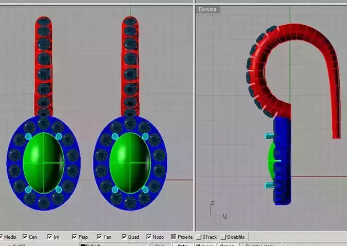 cabochon corallo earring orecchini cabochon con diamanti or02
