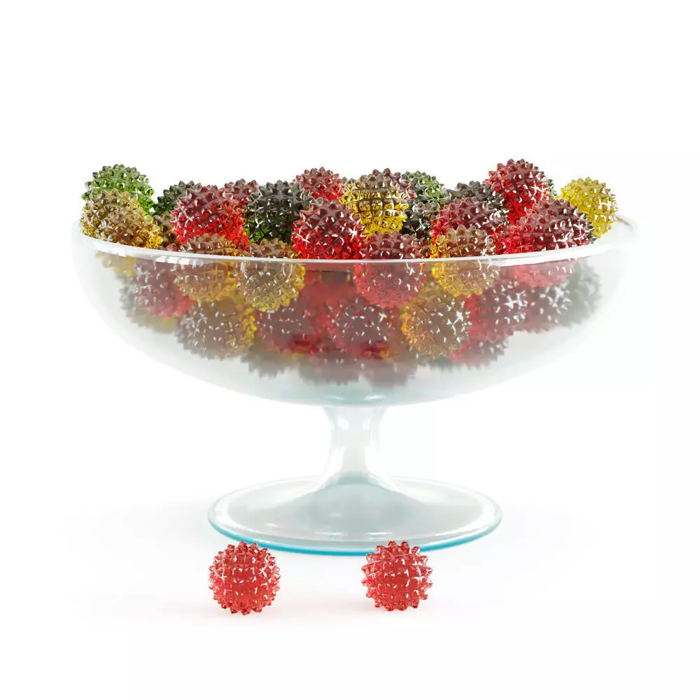 Colored Candy Corona in a glass vase 3D model_0