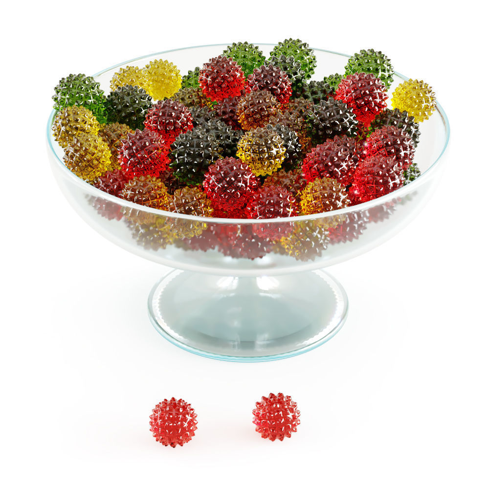 Colored Candy Corona in a glass vase 3D model_1