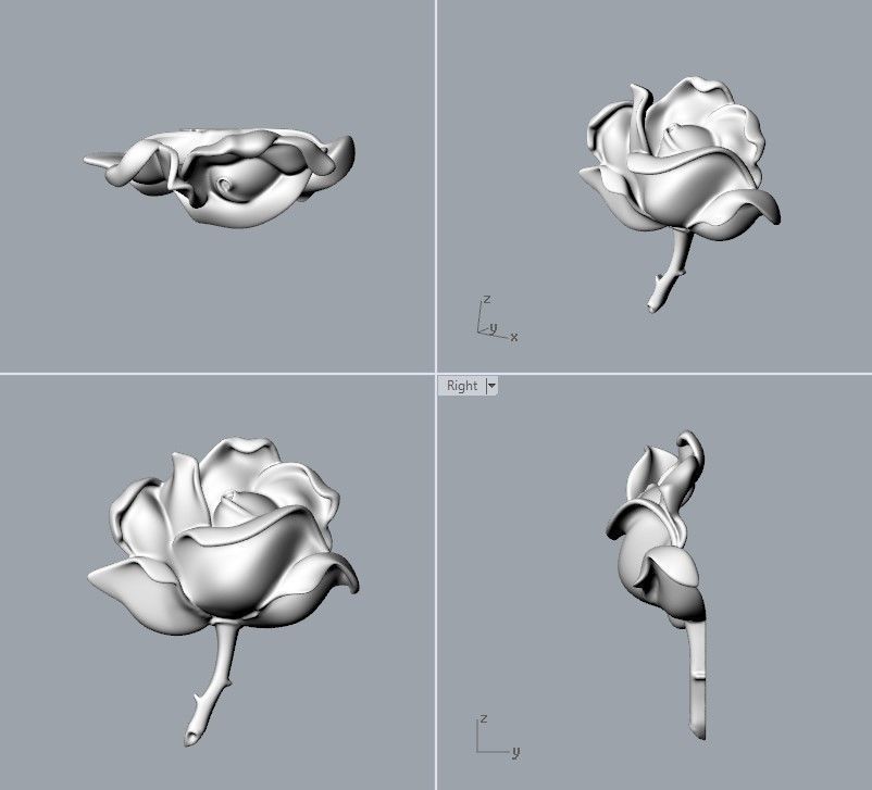 Pendant Rose ztl stl obj 3D print model_23