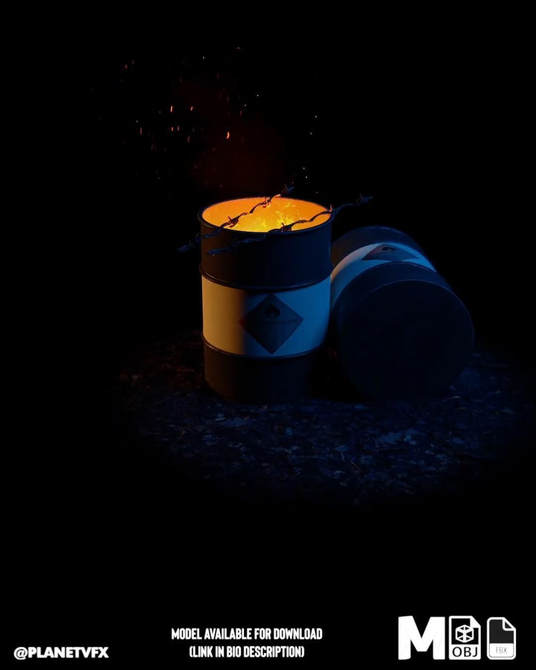 Oil Drums 3d Model Low-poly 3D model_5