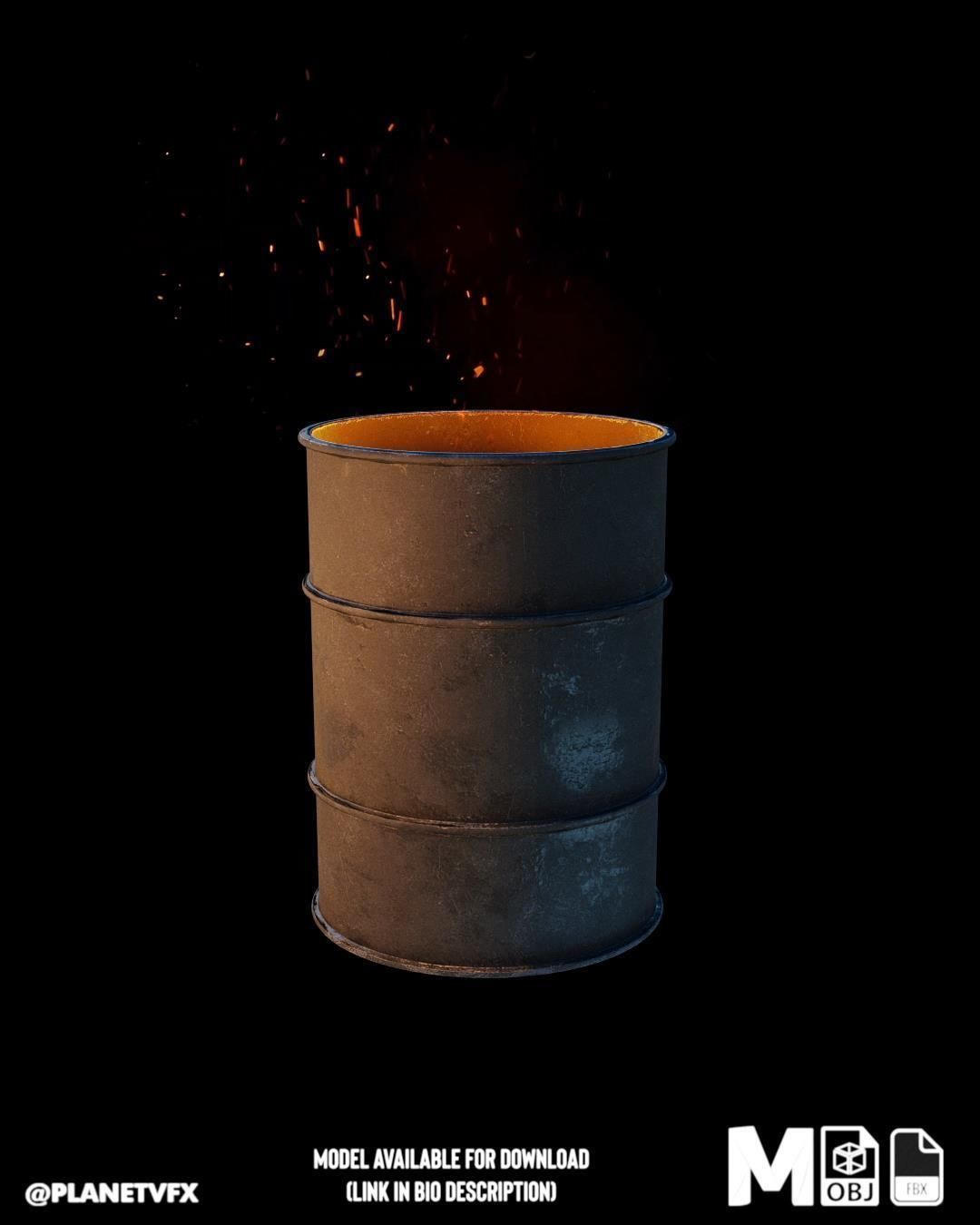 Oil Drums 3d Model Low-poly 3D model_4